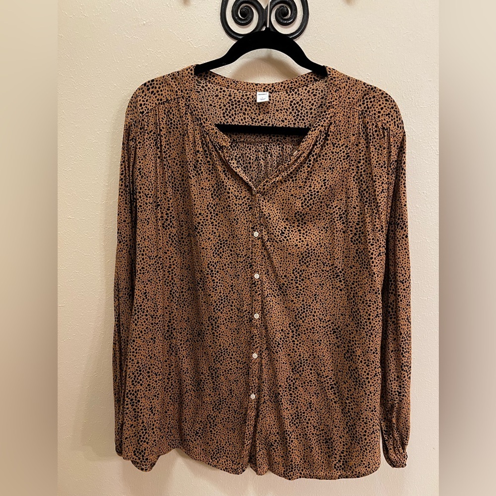 Old Navy Brown Patterned Blouse